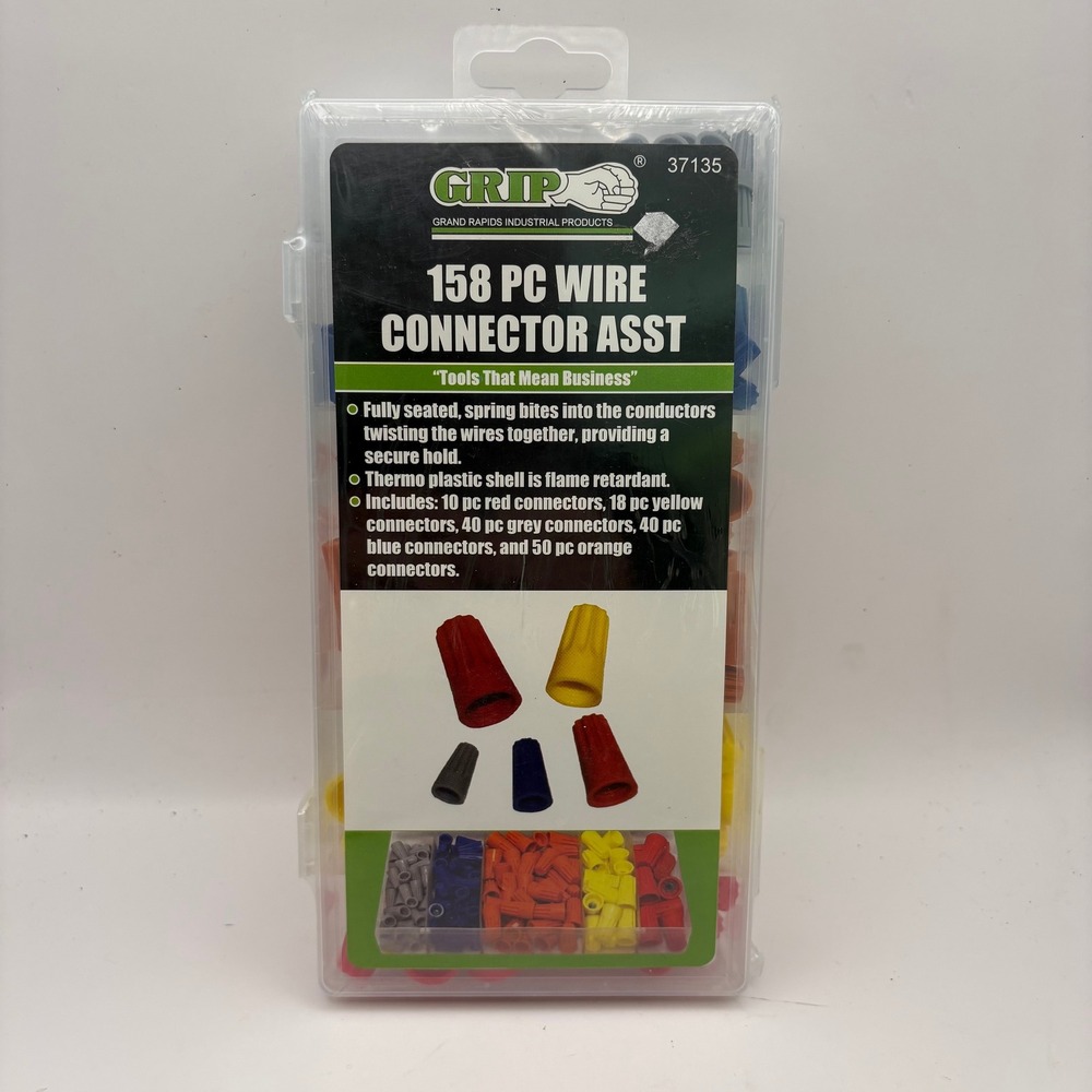 GRIP 158 PC Wire Connector Asst 37135 Flame Retardant Electrical Terminals Kit